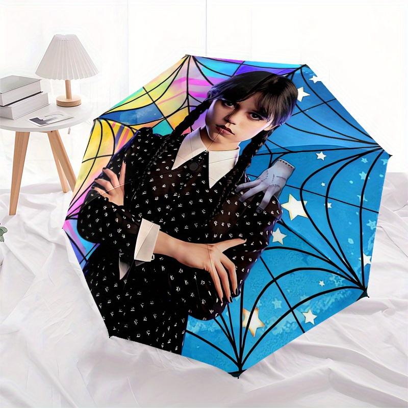 1pc Wednesday Characters Themed High-quality Umbrella,Automatic Opening and Closing Umbrella,Multi-functional Umbrella G0811366
