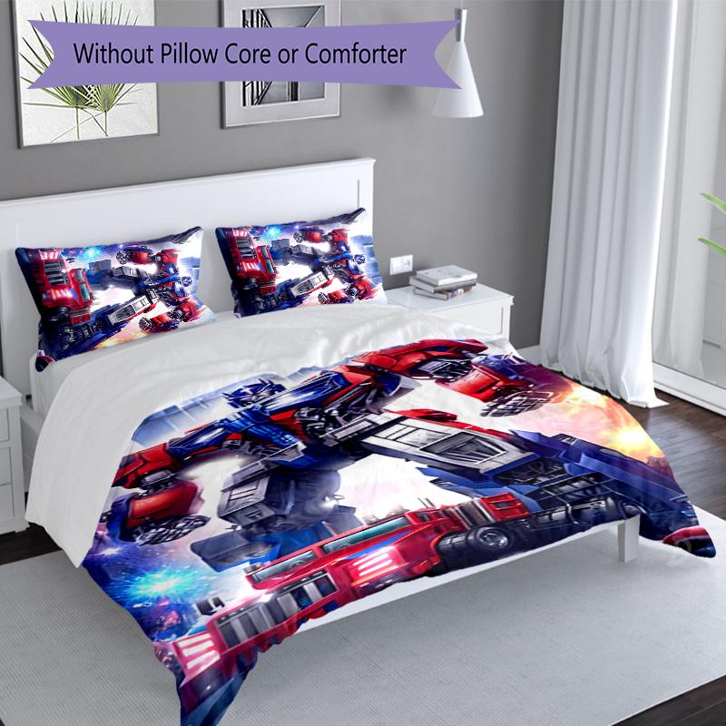 3pcs Bumblebee and Optimus Prime pattern bedding set duvet cover set includes duvet cover &pillowcases, perfect all season bedroom decoration & gift