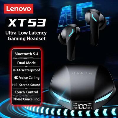 Оригинальные беспроводные наушники Lenovo XT53, обновленные наушники Bluetooth 5.4, игровая гарнитура с низкой задержкой и шумоподавлением, светодиодные наушники-вкладыши, новые