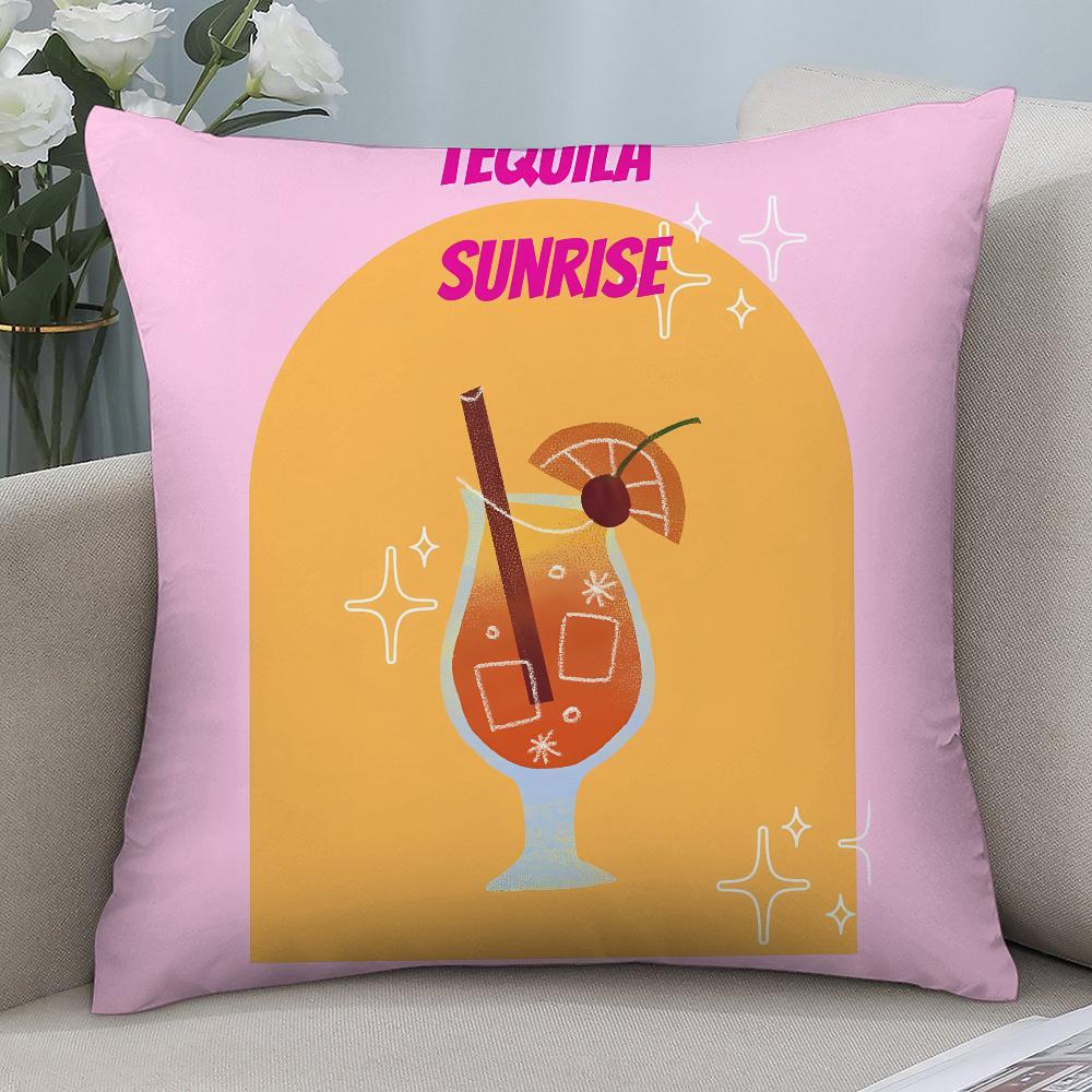 Tequila Sunrise Cocktail Pillow Case Short Plush Pillow Covers Sofa Decorative Gift Home Double-sided Printing Cushion Cover