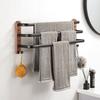 40cm-60cm Wood Bathroom Towel Rack Black/White Aluminum Towel Holder Wall Hanging Multi Pole Triple Towel Bar With Hook