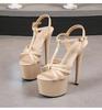 Women's Patent Leather 17CM Super High Heel Sandals Sexy Thin Heel Platform Open Toe Slip On Mules Summer Shoes LFD-181-41