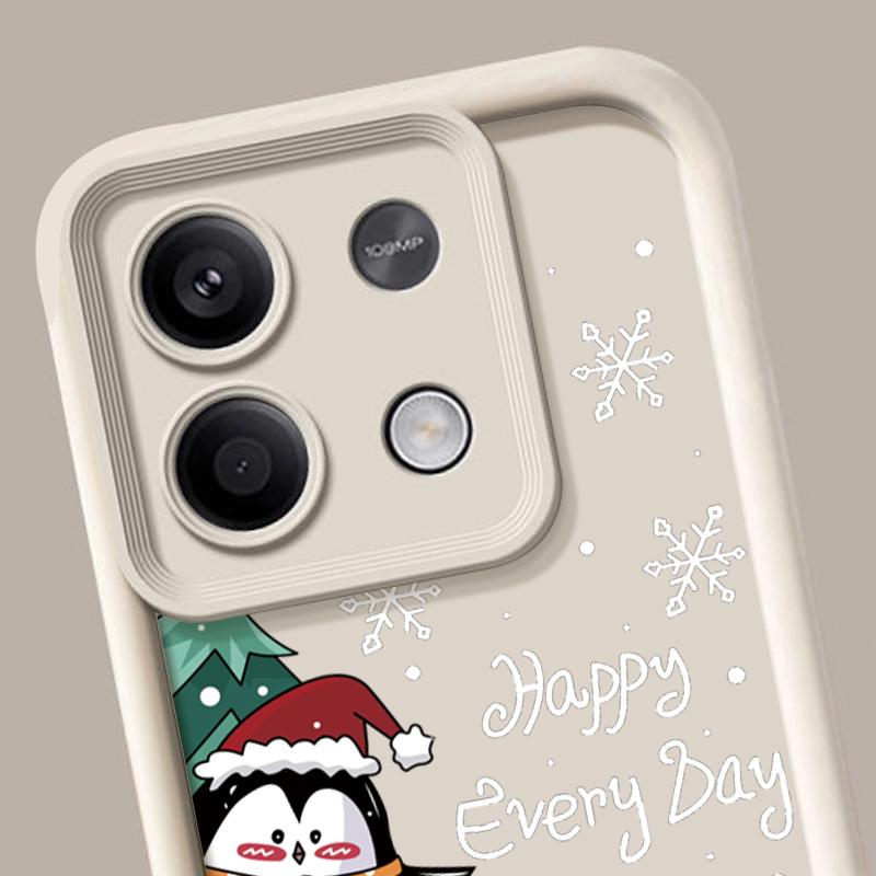 Для Xiaomi 13t Poco F6 X5 X6 Pro Redmi Note 13 12 11 10 Pro Рождественский пингвин снеговик узор конфетный цвет защита линз мягкий силиконовый чехол