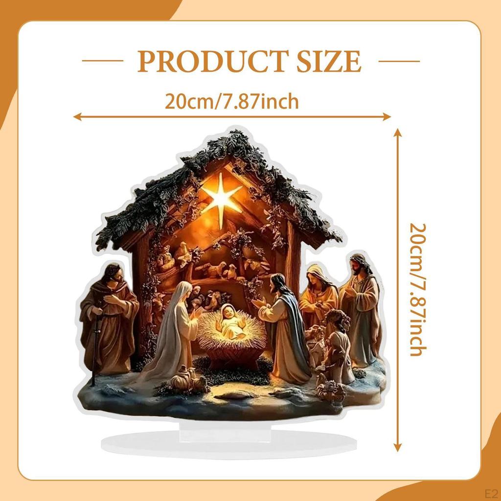 2D Плоский Знак Рождественской сцены, Настольное украшение, Коллекционный религиозный подарок для дома, Святое семейство