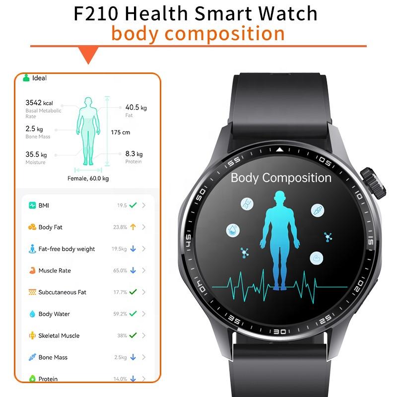 Hot Selling F210 IP67 Smartwatch with ECG Weather Heart Rate Monitoring Android Fitness Tracker Wrist Watch BT Call IPS Display