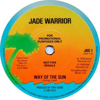 7-дюймовая пластинка JADE WARRIOR  Way Of The Sun JAD1 ISLAND 1978 UK Rock Б/у
