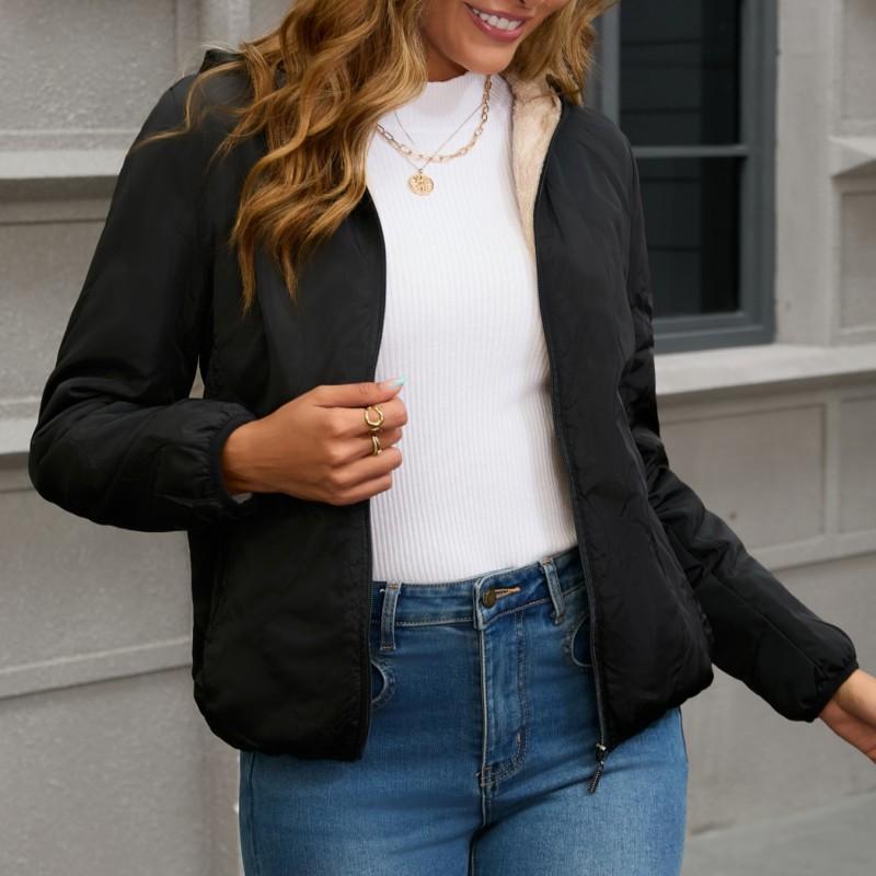 Womens Mid-Length Hooded Fleece Lined Winter Coat Plus Size Warm Puffer Jacket