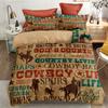 [Western Cowboy Duvet Cover] 3Pcs Western Cowboy Knight Duvet Cover Set - Fill-Free, Zippered, Machine Washable Polyester