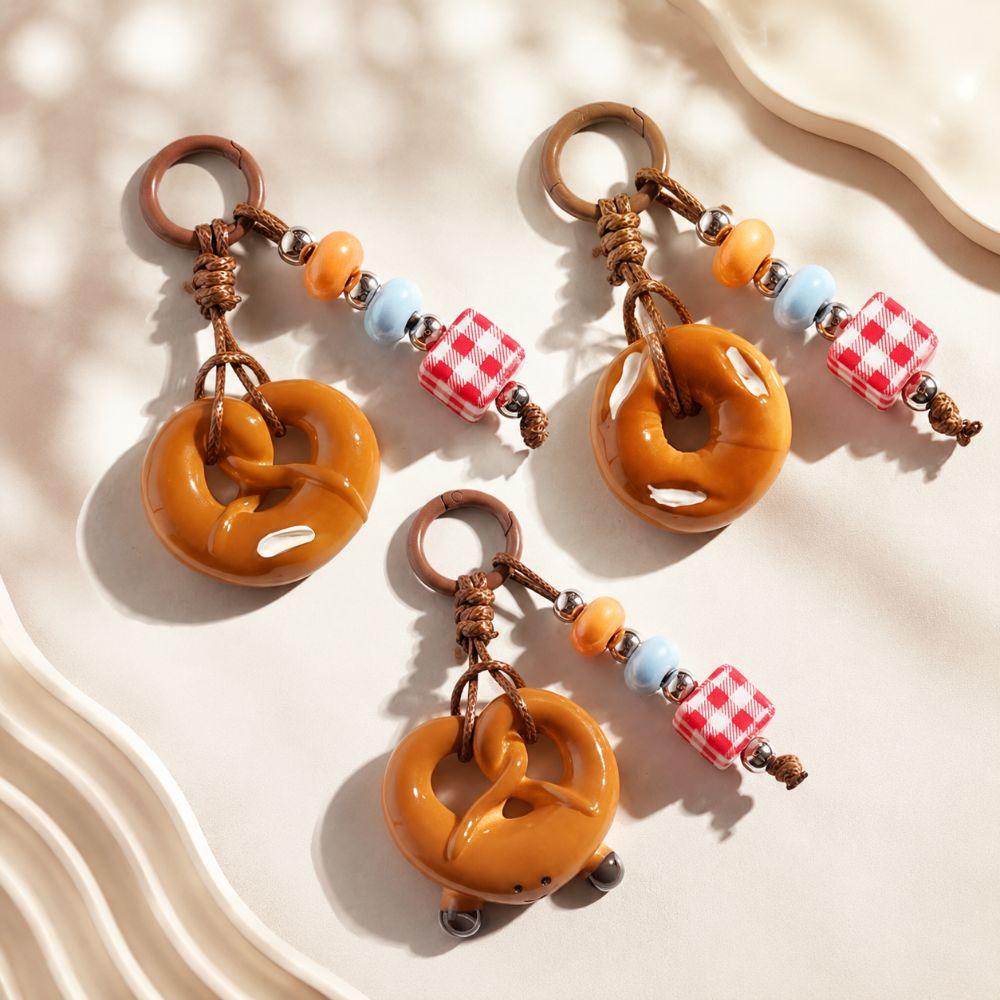 Ins Simulated Bread Bagel Keychain Handmade Bag Pendant Keyring Cute Phone CCD Hanging Rope