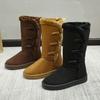 Winter New Mid-calf Boots Thick Plush Thick Sole Non-slip Shoes Fashion Solid Color Button Women Boots Classic Retro Long Boots