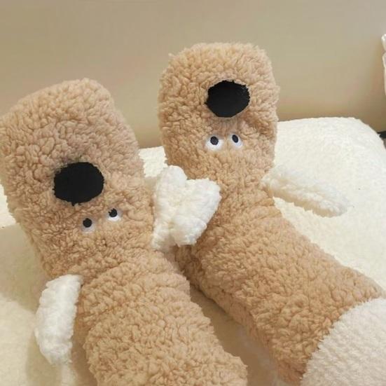 Пушистые домашние носки Милые пушистые носки с ушками собаки Уютные носки-кабинки Мужские Женские Теплые зимние носки для дома, отдыха, сна