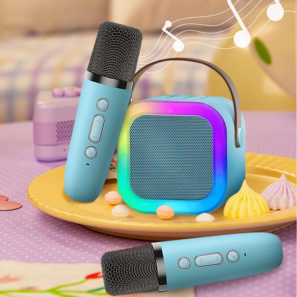Караоке-машина для детей и взрослых, портативный Bluetooth-динамик с 2 беспроводными микрофонами, игрушки, подарки на Рождество, Хэллоуин, день рождения