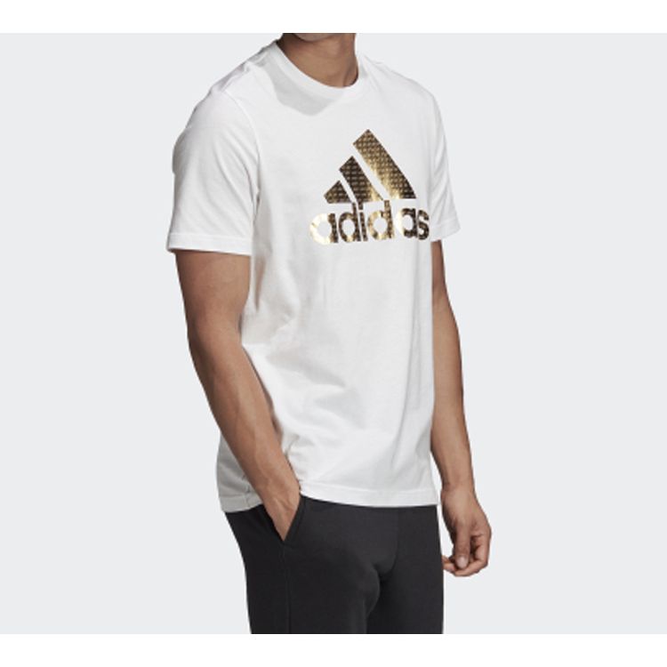 adidas Универсальная футболка с коротким рукавом и металлическими буквами Foil, мужские топы, белая GE4700