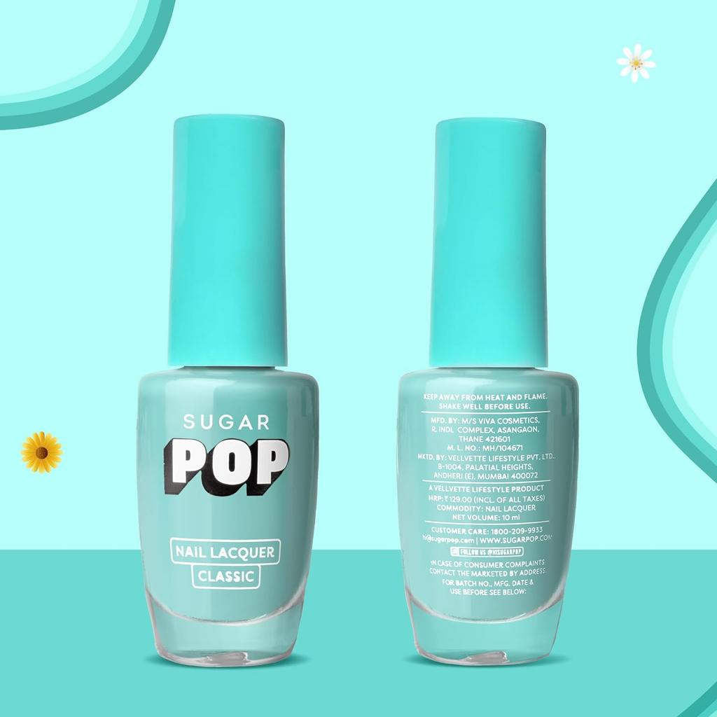 Лак для ногтей Sugar Pop 17 Мятное Чудо Быстросохнущий Высокий Блеск Глянцевое Покрытие Стойкий Устойчивый к Сколам Лак для Ногтей 10 мл