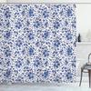 Синяя классическая занавеска для душа с цветочным садом, тканевый цветочный принт, синяя занавеска для душа Leah, элегантный цветочный декор для ванной комнаты