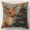 Christmas Pillowcase, Cute Cartoon Imitation Embroidery Linen Print Sofa Pillow Cover, Festival Decoration, Festival Gift (Pillow Insert Not Included)