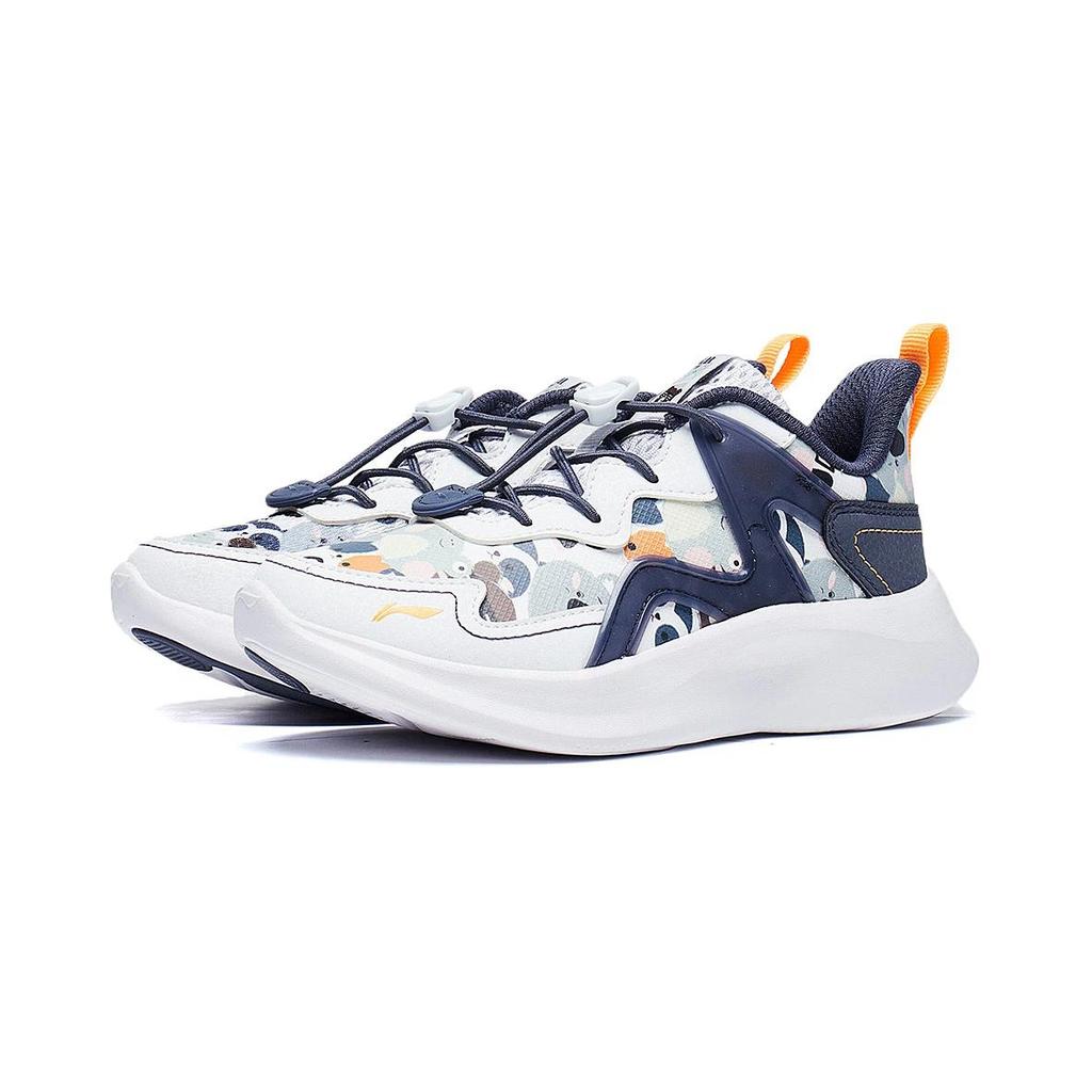 Li Ning Детские удобные простые амортизирующие износостойкие кроссовки с низким верхом для бега Детские кроссовки для бега Белые синие YKNT090-13