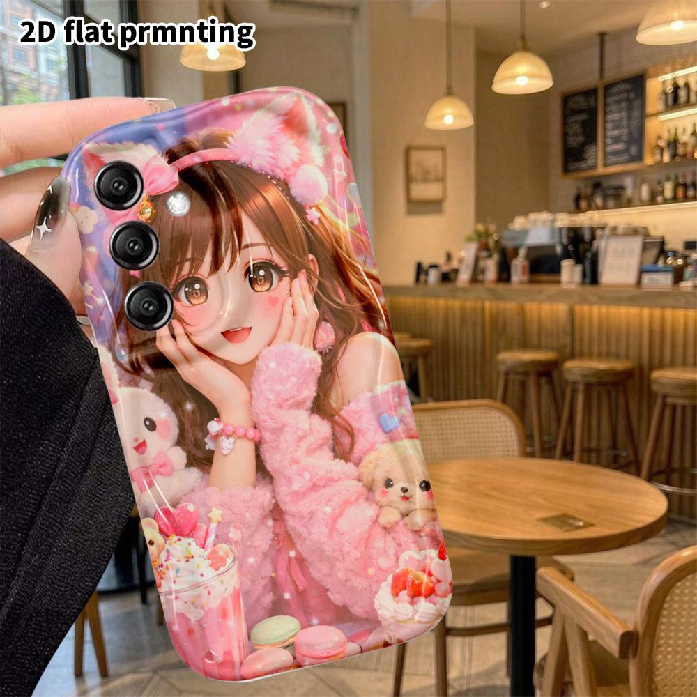 Чехол для телефона: Плоский 2D Защитный чехол для Samsung Galaxy A34 A35 M05 M06 S20 S22 S21 FE Plus 5G, Девушка с кошачьими ушками, Рождественский и Хэллоуинский подарок