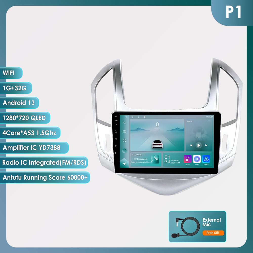 Hizpo 4G-LTE 9-дюймовый Android 12 Автомобильный радиоприемник для Chevrolet Cruze J300 J308 2012-2015 Мультимедийный плеер GPS 2Din Carplay Авто Стерео Bluetooth SWC Головное устройство