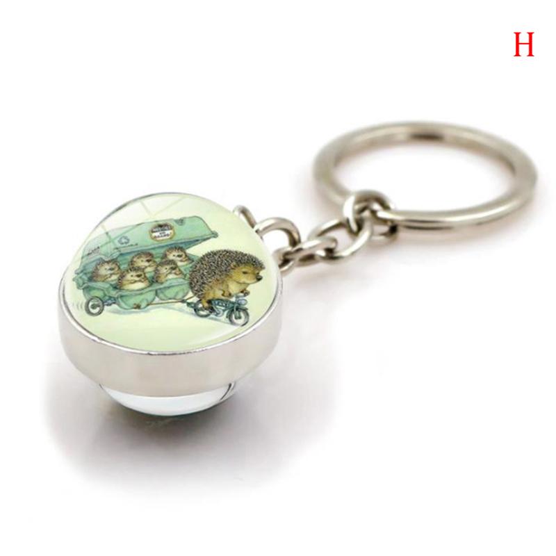 Милый брелок в виде ежика, кулон с кабошоном, драгоценный камень, стеклянный шар, металлический брелок