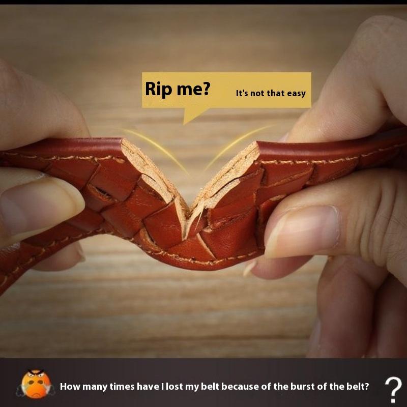 Handmade Belt First Layer Pure Cowhide Belt Leather Pin Buckle Handmade Woven Men's Leather Belt Cowhide Belt