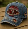 Customized old denim digital printing baseball cap San Francisco team hat American retro dad cap