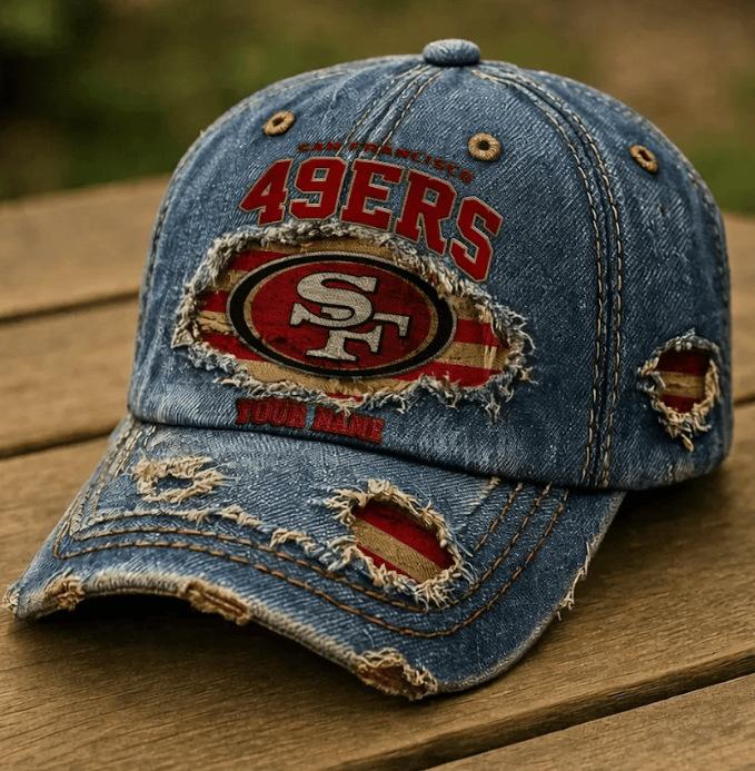 Customized old denim digital printing baseball cap San Francisco team hat American retro dad cap