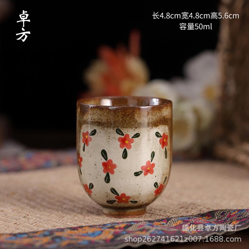 Чистый, расписанный вручную, небольшой цветочный чайный сервиз на дровах, ретро-подглазурный, чайный сервиз в китайском стиле кунг-фу, набор из чайника и чашки