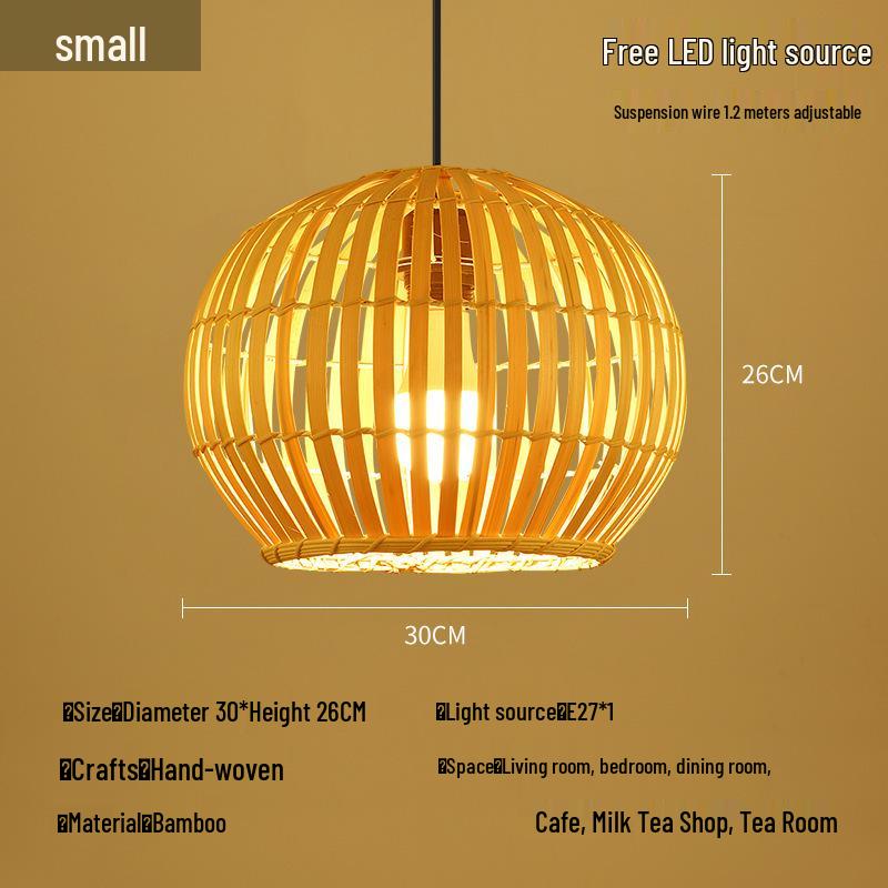 Бамбуковая ротанговая подвесная лампа: Дзен-освещение для чайной комнаты, столовой или чайного домика - Японский антикварный стиль