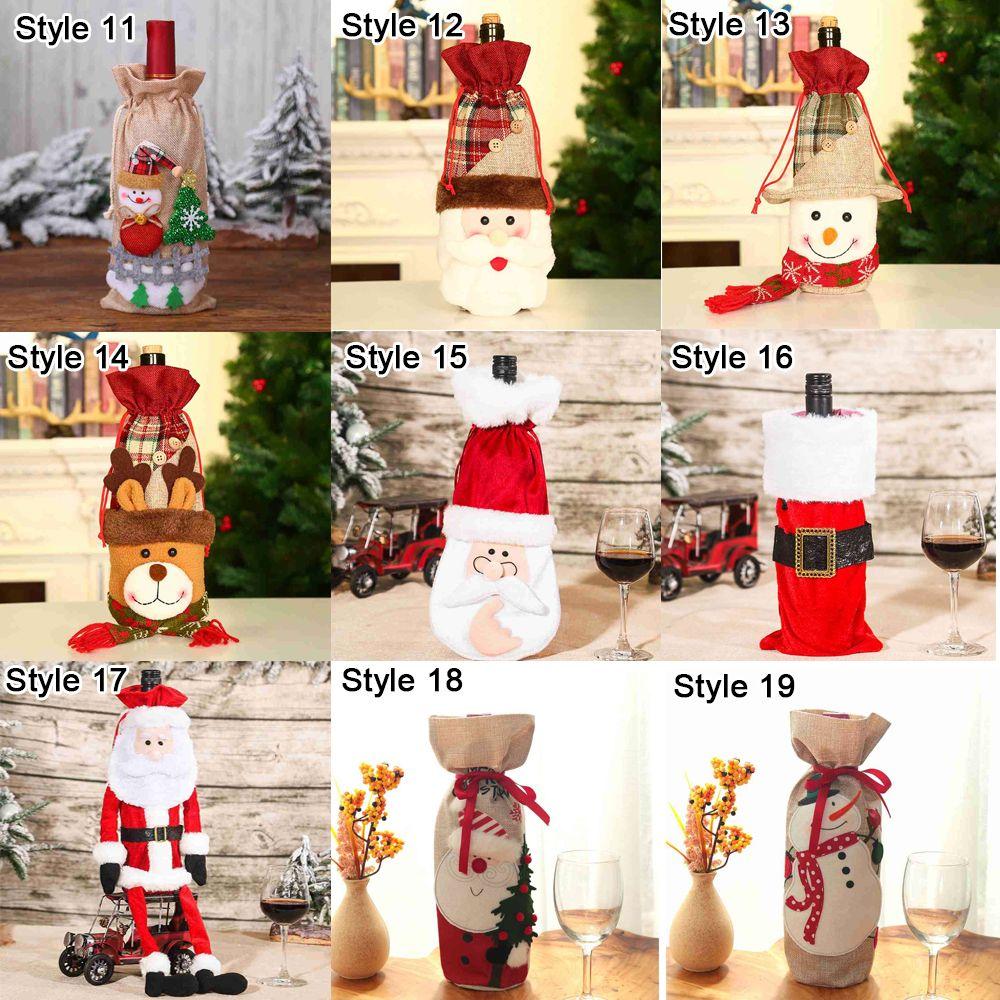 Dinner Party Table Decor Snowman Santa Claus Christmas Ornaments Bottle Dress Up Wine Bottle Cover