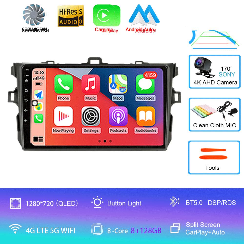 Android 14 Carplay 2din Car Radio For Toyota Corolla E140/150 2007 - 2013 4G GPS Multimedia video Player Stereo WIFI+4G