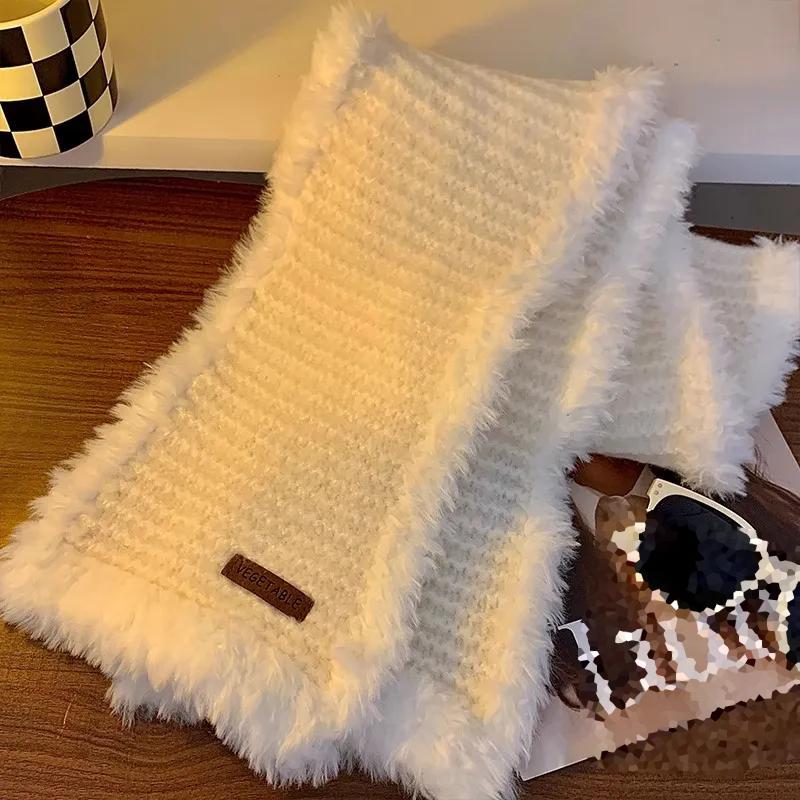 WTEMPO Milard Style Knitted Scarf for Women In Winter High-end Versatile Thick Warm Shawl Plush Scarf