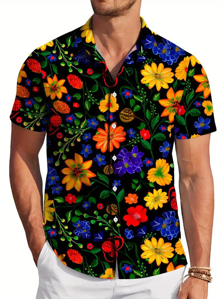 Men's Cool Abstract Pattern 3D Printed Short Sleeve Shirt Hawaiian Shirt Fashion Trend Men's Short Sleeve Tops Men's Clothing
