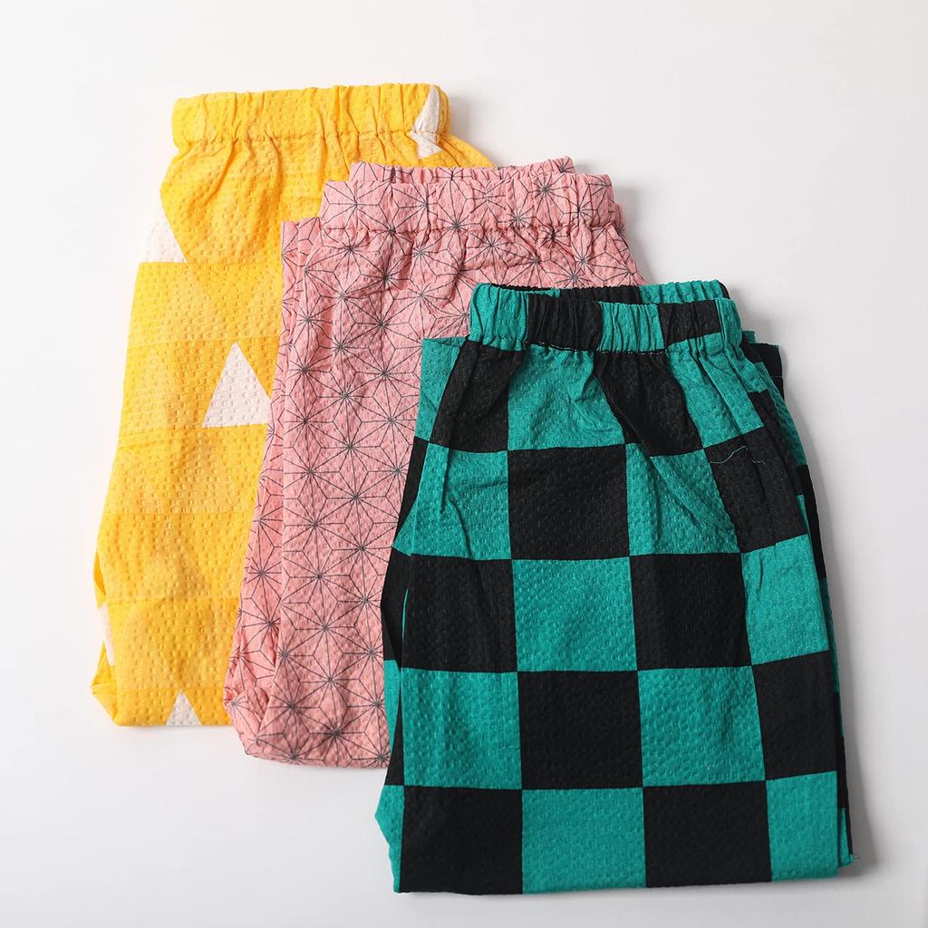 Demon Kimetsu no Yaiba для детей и японский стиль японский узор гофрированный топ и 2 части японский Tanjiro Zenitsu Nezuko для взрослых L Slayer для взрослых,