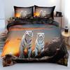 Lion Tiger King Queen Duvet Cover Lovely Wild Animals Bedding Set For Kids Teens Adults Wildlife Grey Black 2/3pcs Quilt Cover