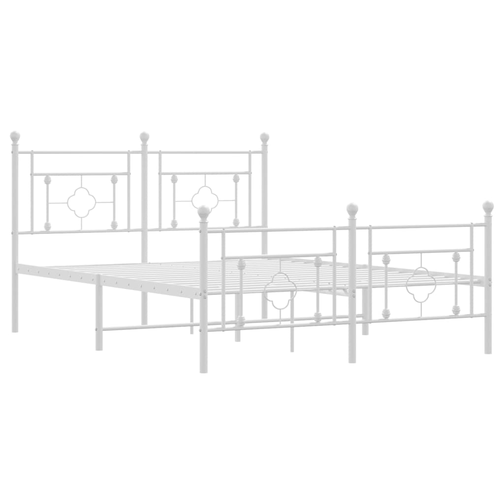 Bed Frame with Headboard and Footboard Metal White 135 x 190 cm