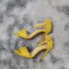 LOSLANDIFEN Sexy Women Summer Sandals Thin Heels Shoes Open Toe Velvet Party  Black Elegant Woman Buckle Pumps