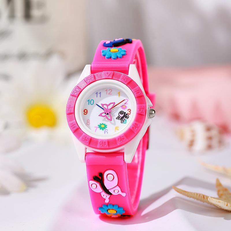 Children'S Watch Butterfly Cartoon Quartz Watch Digital Silicone Strap Children'S Gift Watch