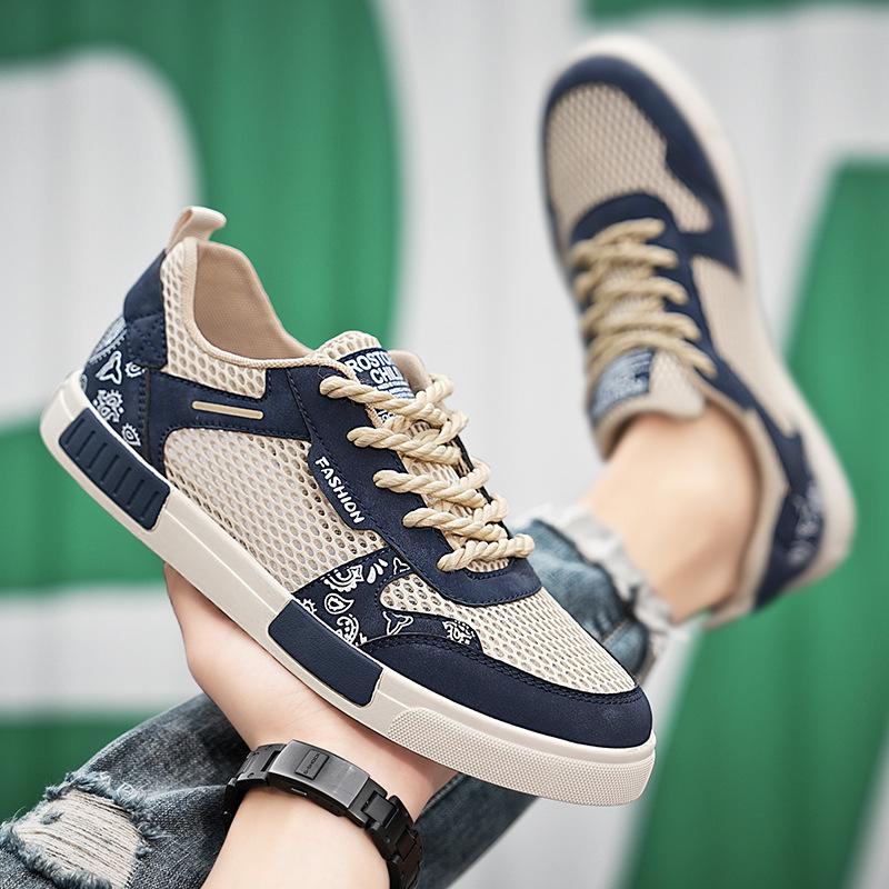 Summer Large Size Hollow Fashion Board Shoes Men's Shoes Comfortable Mesh Shoes Lightweight Trend Versatile Casual Sports Shoes