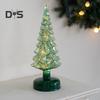 Стеклянная фигурка рождественской елки, настольное украшение на елку со светодиодными лампами, праздничный декор, светящийся конус для елки для домашнего офиса, вечеринок, центральное украшение стола