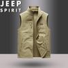 JEEP SPIRIT Men's Stand-Collar Multi-Pocket Vest Jacket