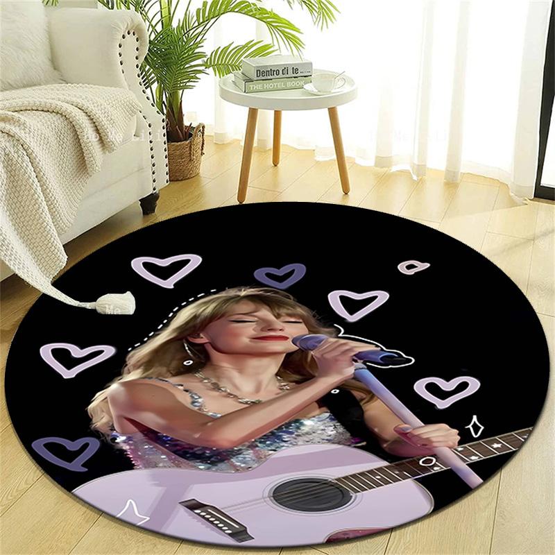 1pc Taylor Swift2 Design Printed Area Round Carpet for Bedroom Living Room Home Decor Rugs Mat Non Slip Mat Rug for Bedside