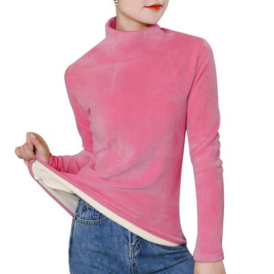 Утепленные базовые мягкие бархатные футболки, женские осенне-зимние полуводолазки, пуловеры, базовые топы, повседневные тонкие велюровые футболки с длинными рукавами