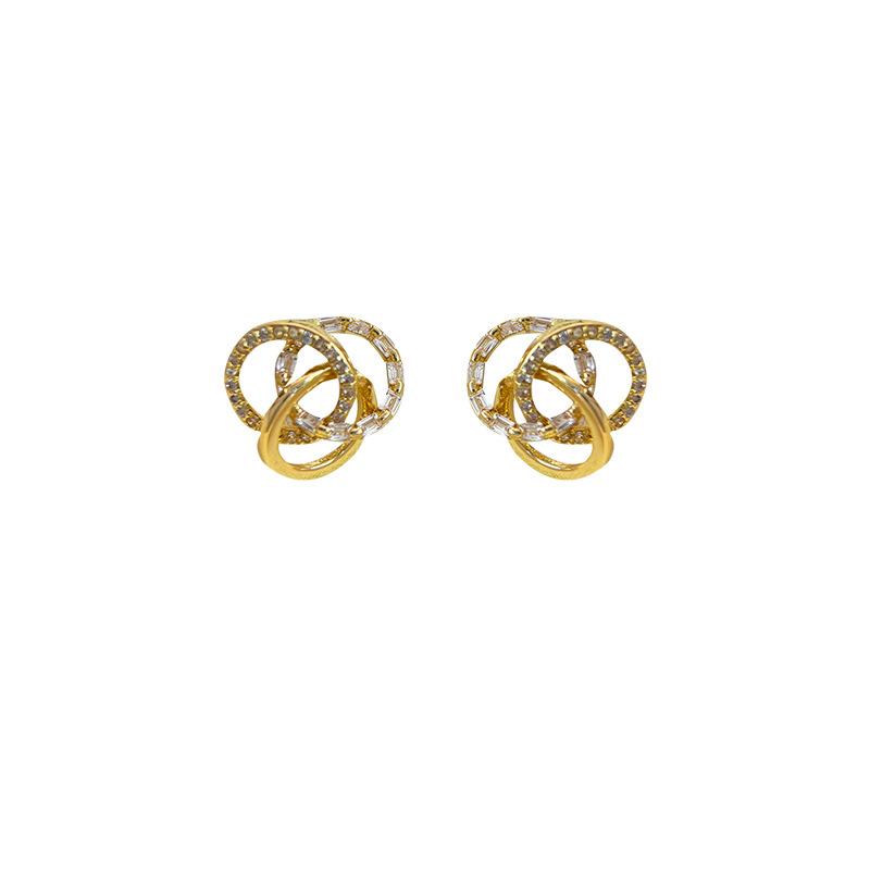 Full of zirconium atmosphere, circle ear clips, women without ear piercings, simple, exquisite, small stud earrings, fashionable temperament,