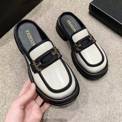 Полутапочки женские на толстой подошве Маффины женские туфли на высоком каблуке летние мокасины