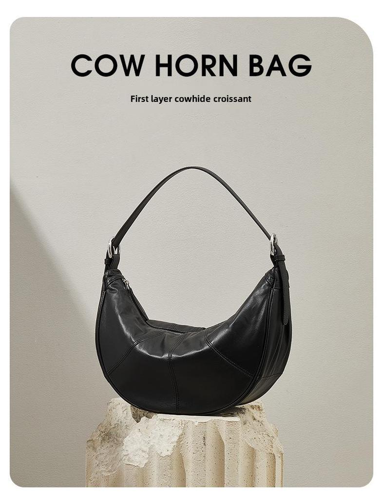 Сумка через плечо Cloud Crescent из натуральной кожи: Модный, повседневный, мягкий, большой объем подмышек