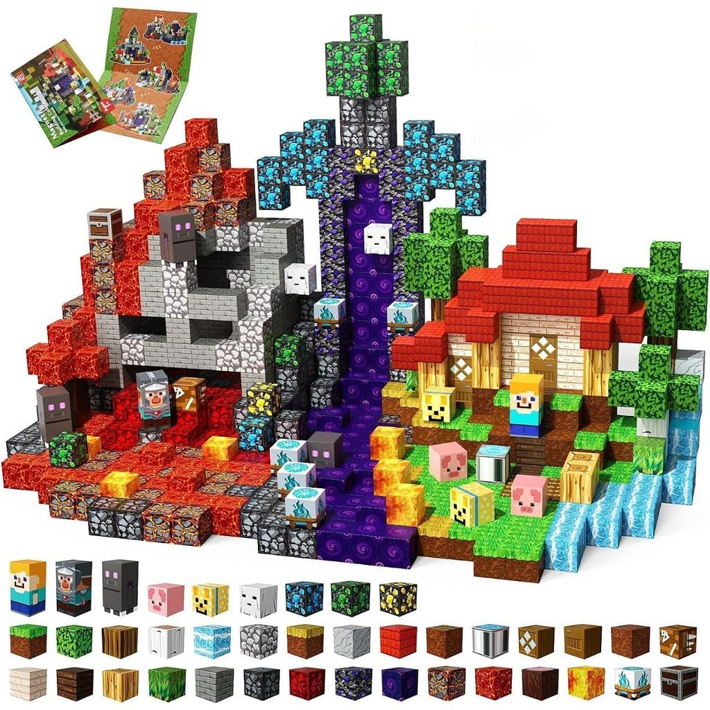 Magnetic Building Blocks Mine World Magnet The End Ender Sword Forest Cabin Cubes Set Stem Sensory Brick Cube Toys Children Gift