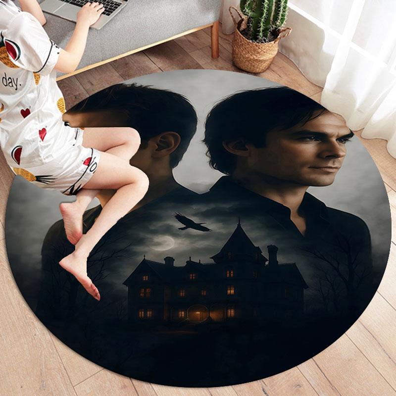 The Vampire Round Area Rug,Carpet Rug for Living Room Bedroom Sofa Playroom Decor,Non-slip Floor Mat