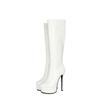Fashion 2025 New Patent Leather Knee High Women Boots 15cm Thin Heel 8-color Women Short Plush 4cm Thick Soled Boots Size 45 WinterShoes