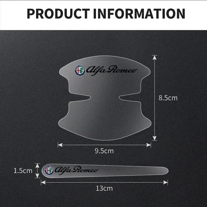 XTXG4 8Pcs Transparent Car Door Handle Bowl Decoration Badge Sticker For Alfa Romeo 159 Mito Stelvio Brera Spider Giulietta Giulia
